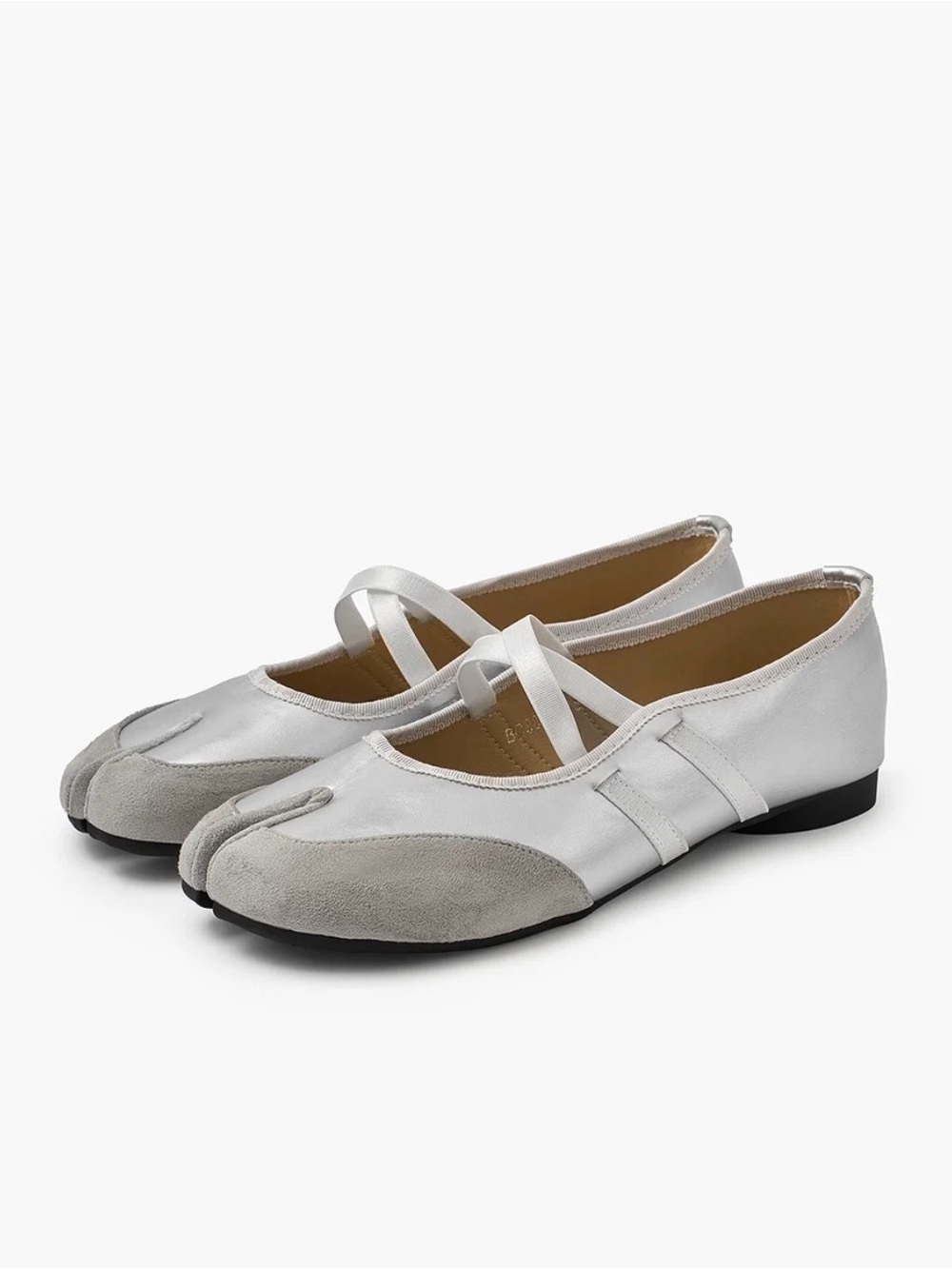 tabi ballet sneaker cross strap in silver